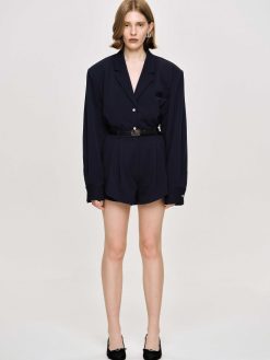 Source Unknown Vetements D'Exterieur | Chemise Fluide Surdimensionnee, Bleu Marine