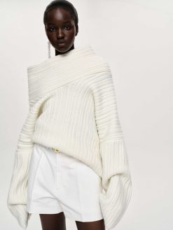 Source Unknown Accessoires | Becca Pull Surdimensionne En Tricot A Rouleau Haut, Blanc