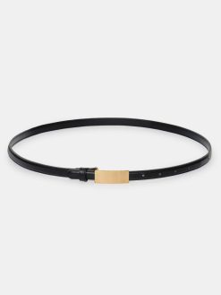 Source Unknown Accessoires | Ceinture En Cuir A Boucle Plate, Noire