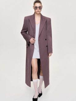 Source Unknown Vetements | Manteau Long Sablier Delphina, Gris Mauve