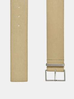 Source Unknown Accessoires | Ceinture En Daim A Boucle Carree, Nougat