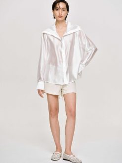 Source Unknown Vetements | Chemise Transparente A Col Marin, Blanche