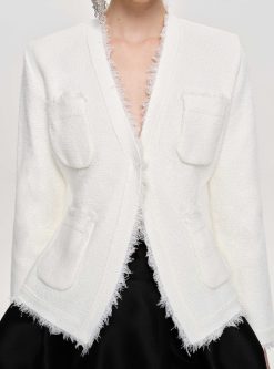 Source Unknown Accessoires | Cardigan Taille Cintree, Blanc Naturel