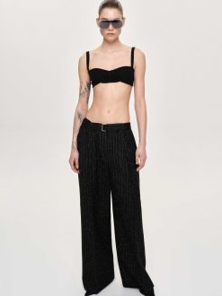 Source Unknown Vetements | Pantalon De Costume Ceinture, Rayures Noires