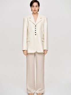 Source Unknown Vetements D'Exterieur | Veste Boutonnee En Simili Cuir, Beige Chaud