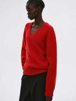 Source Unknown Tricots | Pull En Laine Extra Fine, Rouge