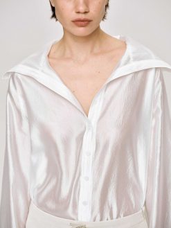 Source Unknown Vetements | Chemise Transparente A Col Marin, Blanche