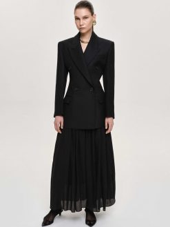 Source Unknown Vetements D'Exterieur | Blazer Cintre A Double Boutonnage Leonara, Noir