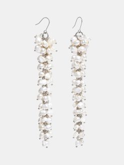 Source Unknown Accessoires | Boucles D'Oreilles Pendantes En Perles, Blanc