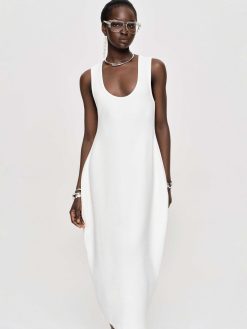 Source Unknown Robes | Robe Mi-Longue Adua Vase, Blanc