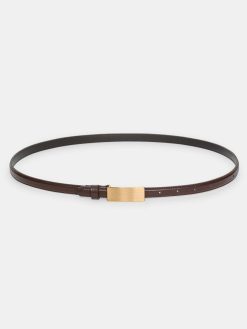 Source Unknown Accessoires | Ceinture En Cuir A Boucle Plate, Brune