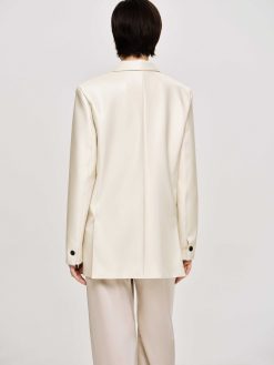 Source Unknown Vetements | Veste Boutonnee En Simili Cuir, Beige Chaud