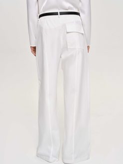 Source Unknown Vetements | Pantalon Large En Popeline, Blanc