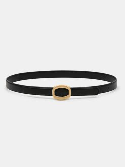 Source Unknown Accessoires | Ceinture Ronde En Cuir Hexagonale, Noir/Or