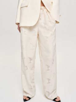 Source Unknown Vetements | Pantalon Jacquard A Cordon, Ivoire