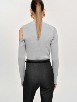 Source Unknown Vetements | Tricot Drape Decoupe, Gris Taupe