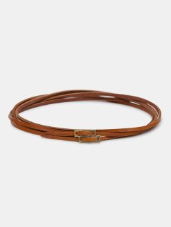 Source Unknown Accessoires | Ceinture En Cuir Double Fine, Beige