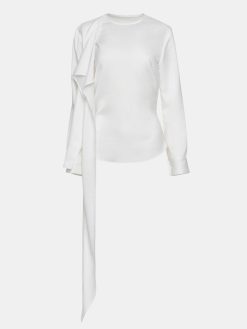 Source Unknown Hauts | Blouse Echarpe Drapee Notte, Blanc