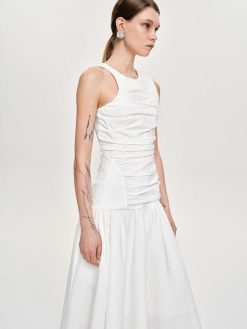 Source Unknown Accessoires | Robe Froncee A Taille Basse, Blanc Casse