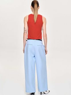 Source Unknown Vetements | Pantalon Plisse A Jambe Large, Bleu Glacier