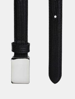 Source Unknown Vetements | Ceinture Effet Croco A Boucle Plate, Argent