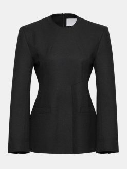 Source Unknown Accessoires | Veste Fendue A Taille Cintree, Noir