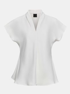 Source Unknown Hauts | Blouse En Crepe A Col En V, Blanc