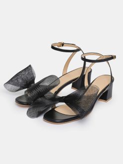 Source Unknown Chaussures Et Sacs | Sandales A Noeud En Tulle Apogeo, Noir