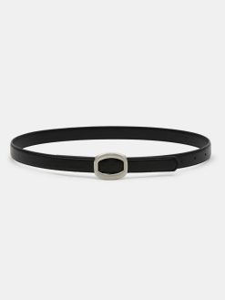 Source Unknown Accessoires | Ceinture Ronde En Cuir Hexagonale, Noir/Argent