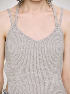 Source Unknown Vetements | Debardeur En Tricot Asymetrique, Gris Fossile