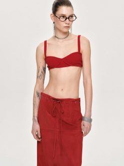 Source Unknown Vetements | Soutien-Gorge En Tricot Cotele, Rouge