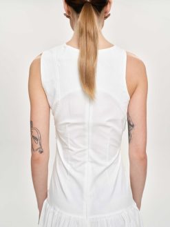 Source Unknown Accessoires | Robe Froncee A Taille Basse, Blanc Casse