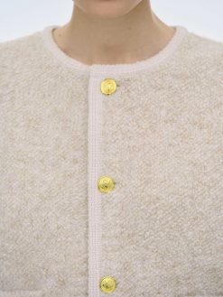 Source Unknown Tricots | Cardigan En Laine De Tonte Mogador, Melange Beige