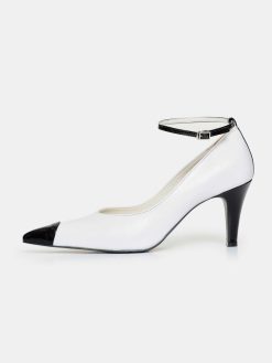 Source Unknown Chaussures Et Sacs | Escarpins Ester Bicolores A Bride Cheville, Blanc