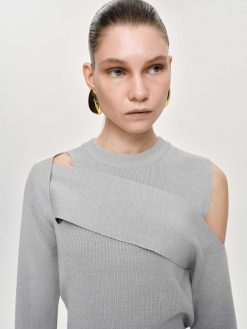 Source Unknown Vetements | Tricot Drape Decoupe, Gris Taupe