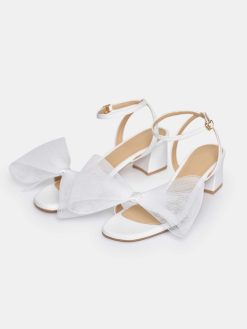 Source Unknown Chaussures Et Sacs | Sandales A Noeud En Tulle Apogeo, Blanc