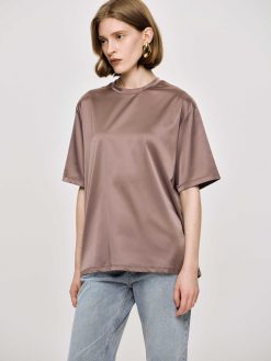 Source Unknown Accessoires | T-Shirt En Satin Soyeux, Haricot Rouge