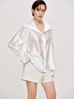 Source Unknown Vetements | Chemise Transparente A Col Marin, Blanche