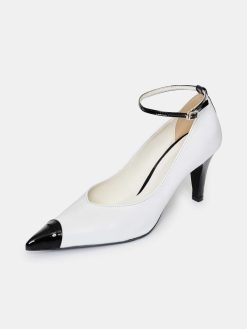 Source Unknown Chaussures Et Sacs | Escarpins Ester Bicolores A Bride Cheville, Blanc