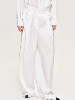 Source Unknown Vetements | Pantalon Taiamo Fluide Satin, Blanc