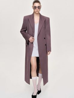 Source Unknown Vetements D'Exterieur | Manteau Long Sablier Delphina, Gris Mauve