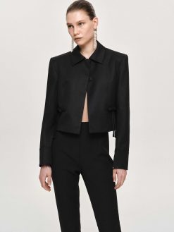 Source Unknown Accessoires | Blazer Court Avec Noeud Sisilia, Noir