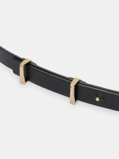 Source Unknown Vetements | Ceinture Fine En Cuir De Veau, Noir