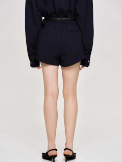 Source Unknown Vetements | Short Angulaire Taille Haute, Bleu Marine