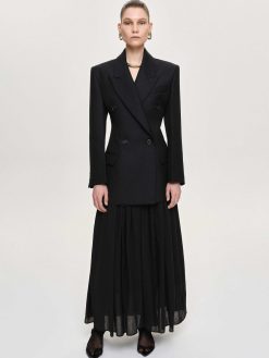 Source Unknown Vetements | Blazer Cintre A Double Boutonnage Leonara, Noir