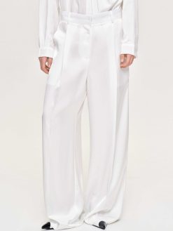 Source Unknown Vetements | Pantalon Taiamo Fluide Satin, Blanc