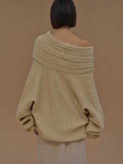 Source Unknown Accessoires | Becca Pull Surdimensionne En Tricot A Rouleau Haut, Beurre