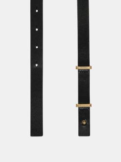 Source Unknown Accessoires | Ceinture Fine En Cuir De Veau, Noir