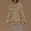 Source Unknown Accessoires | Becca Pull Surdimensionne En Tricot A Rouleau Haut, Beurre