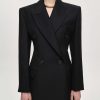 Source Unknown Vetements | Blazer Cintre A Double Boutonnage Leonara, Noir